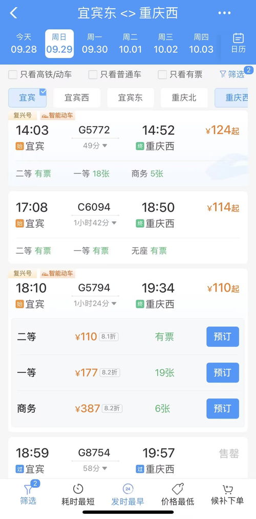 宜宾到重庆汽车票多少钱